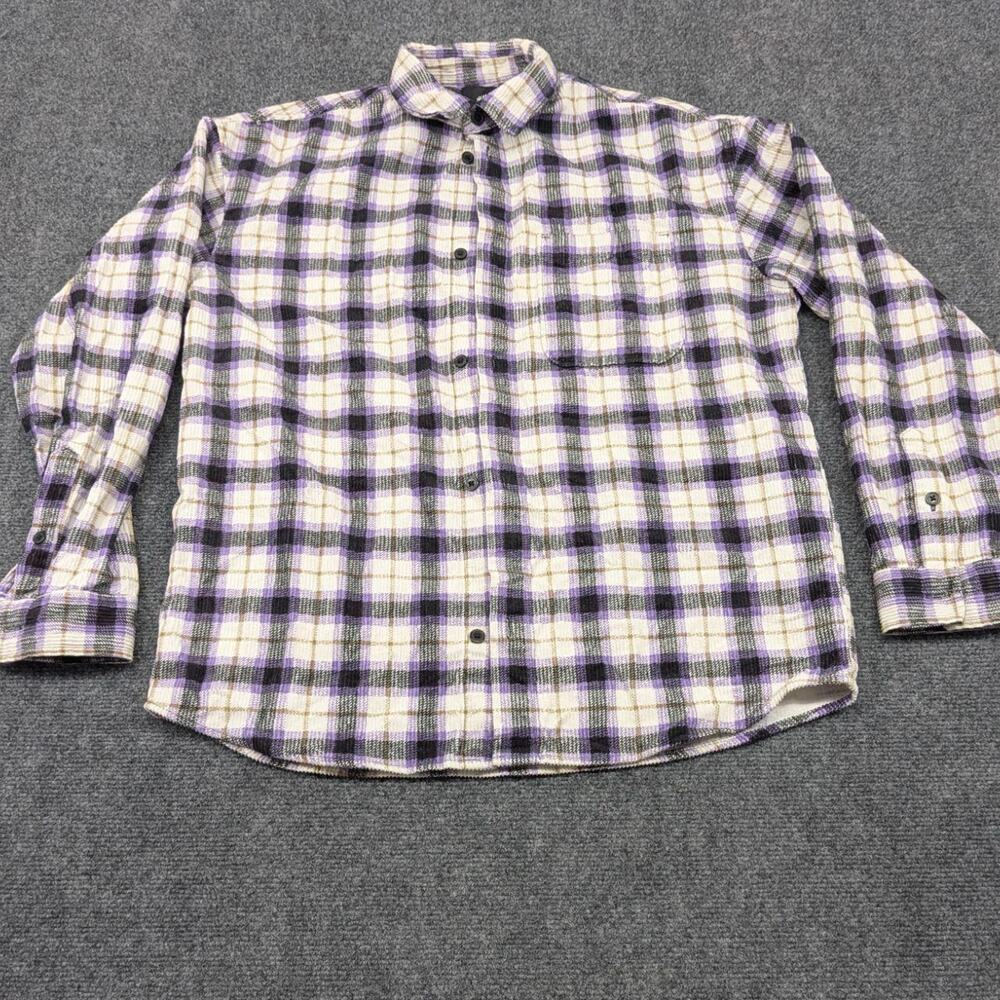 H&M Shirt Mens Small Purple Black White Checkered Plaid Fit Workwear Top